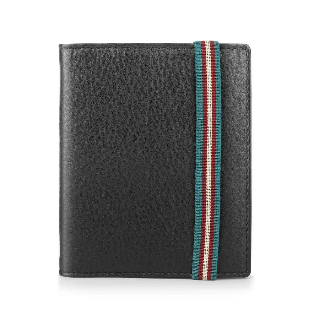 Black Leather Bifold Card Wallet Hudson 4811
