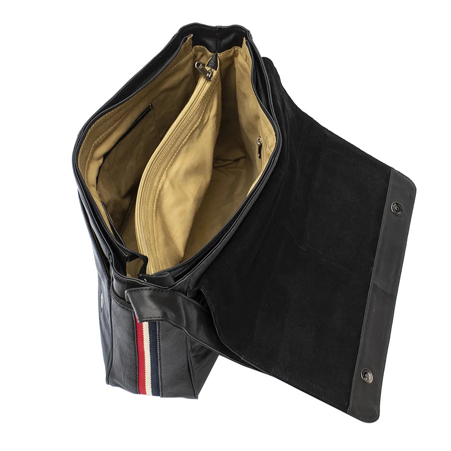 Texan Messenger Leather bag black front