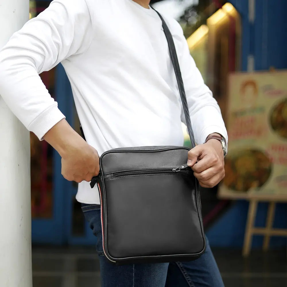 Mens Leather Bag Texan Black-6