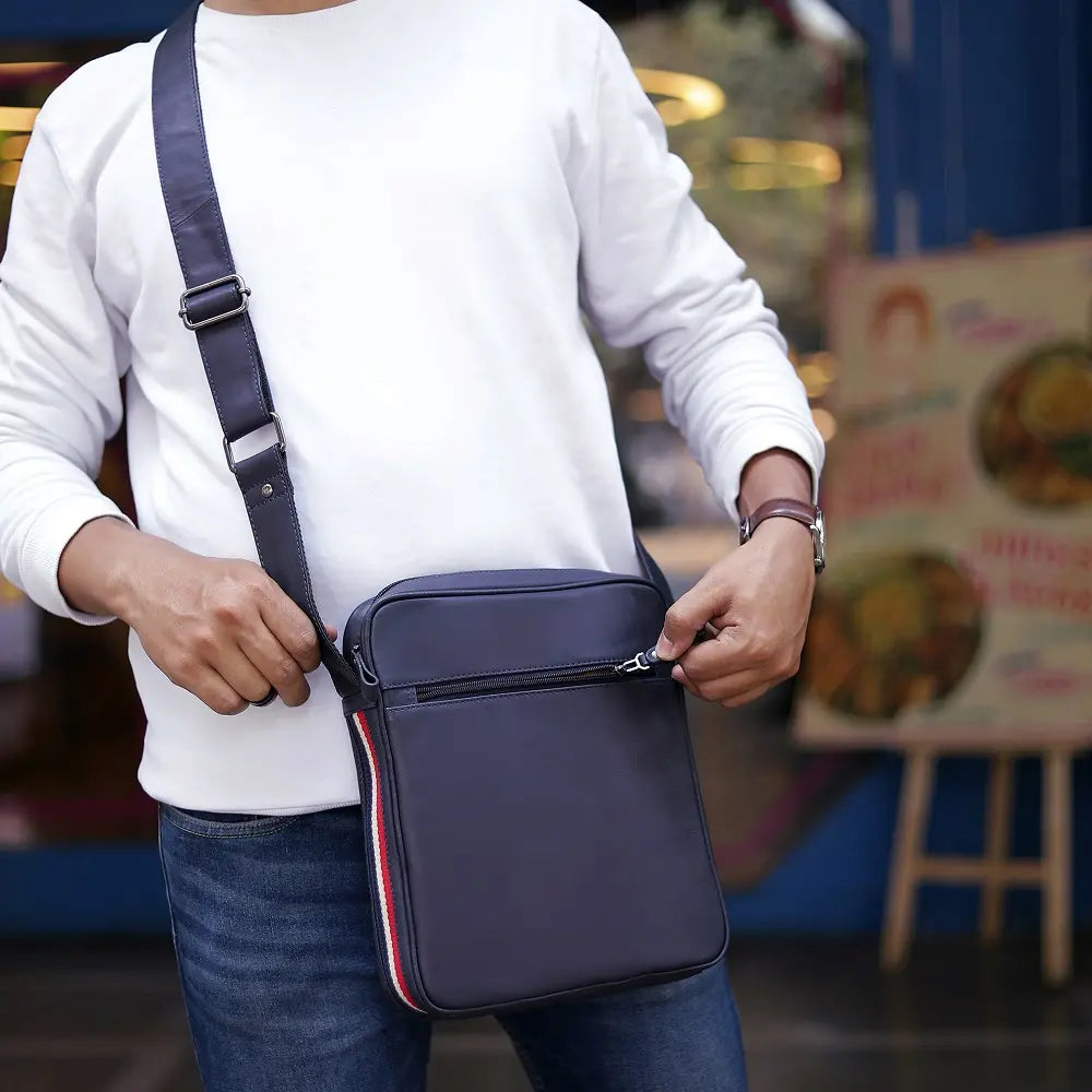 Mens Leather Bag Texan Dark Blue-6