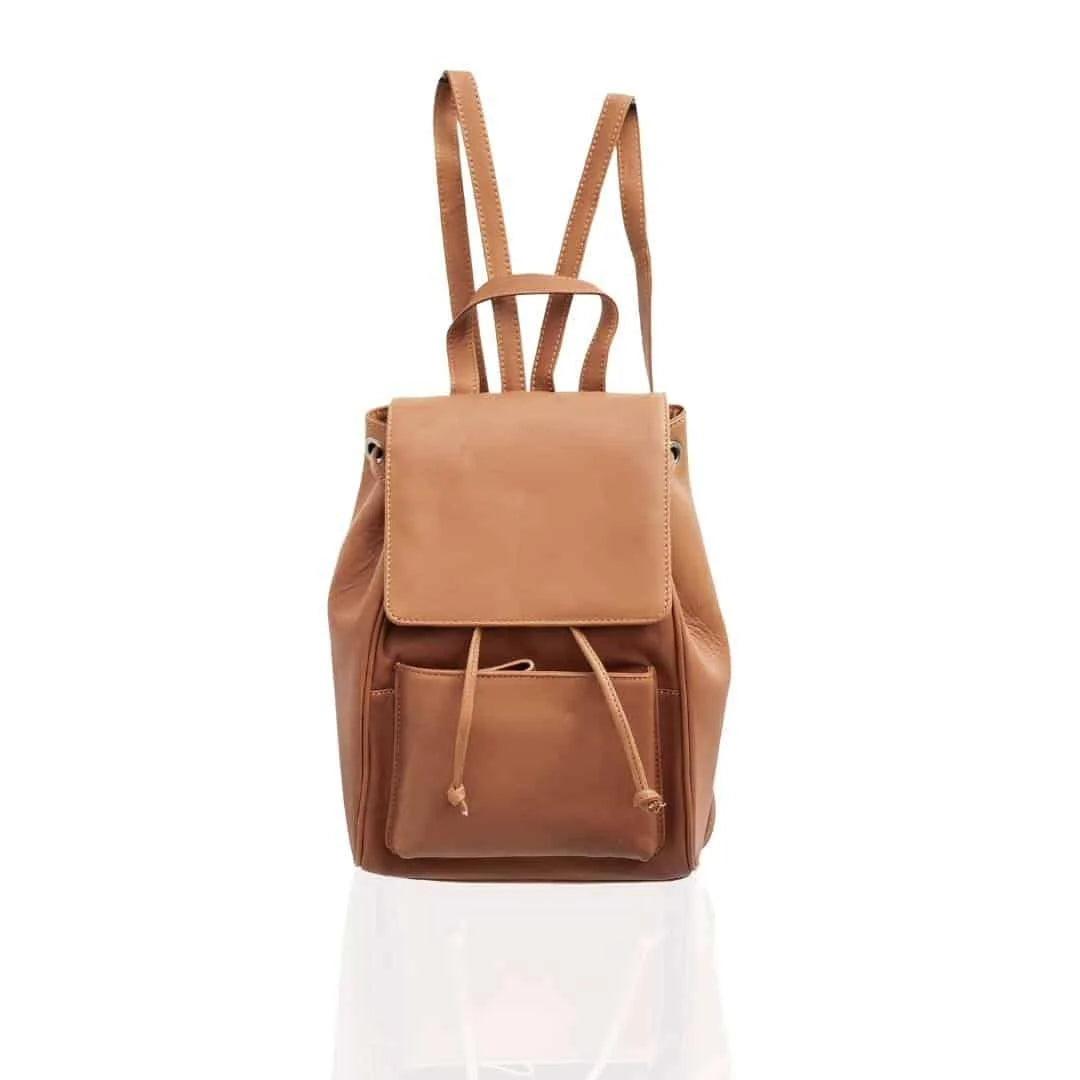 Texan Leather Backpack Cognac flat front view