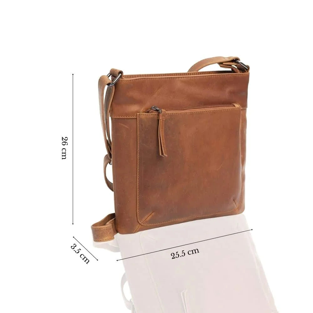 Womens Brown Leather Crossbody Bag measurements