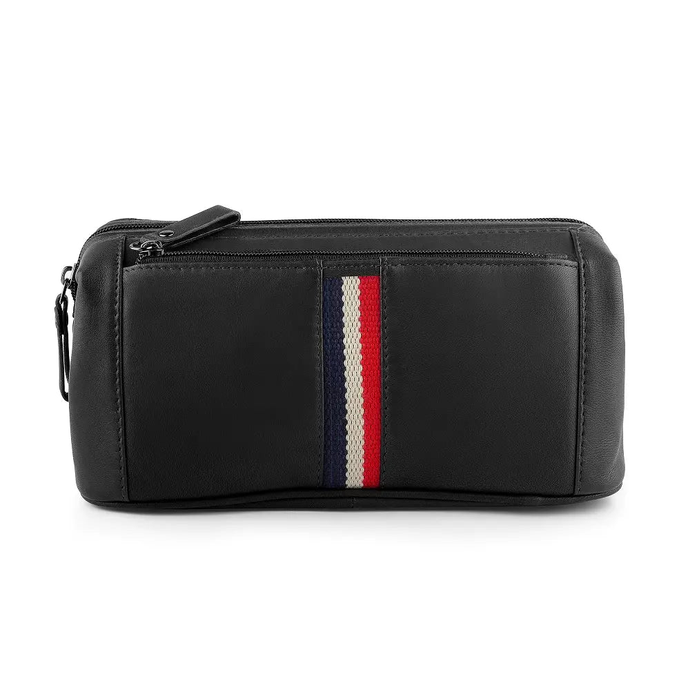 Mens Leather Wash Bag Texan Black-1