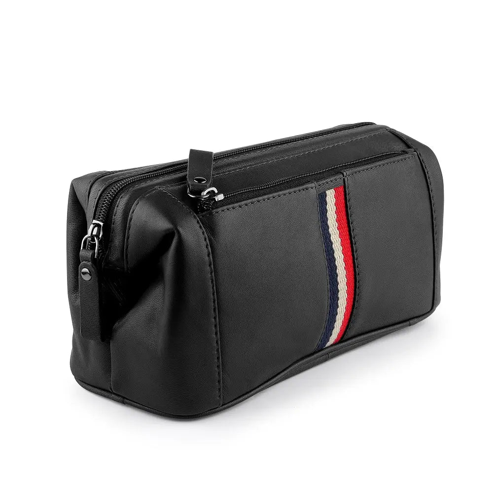 Mens Leather Wash Bag Texan Black-2