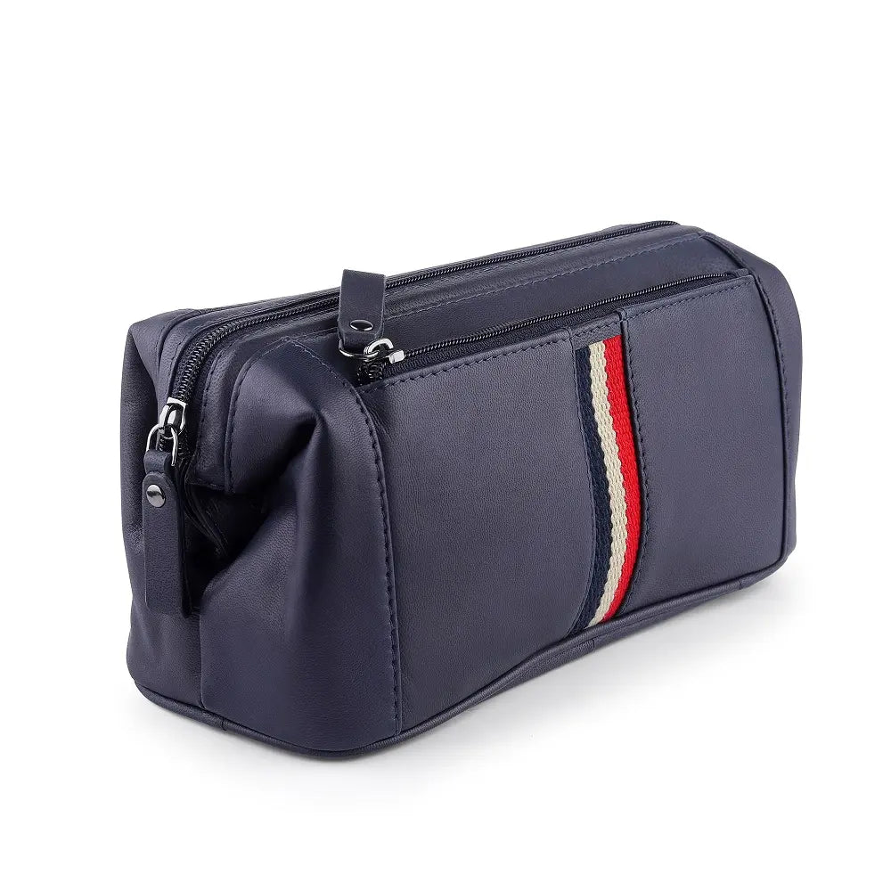 Mens Leather Wash Bag Texan Blue-2
