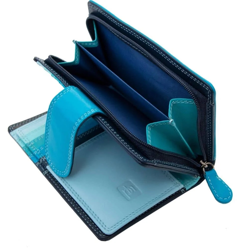 Blue Tab Fastener Bifold Multi Colour Coin Purse, 6080 London Collection