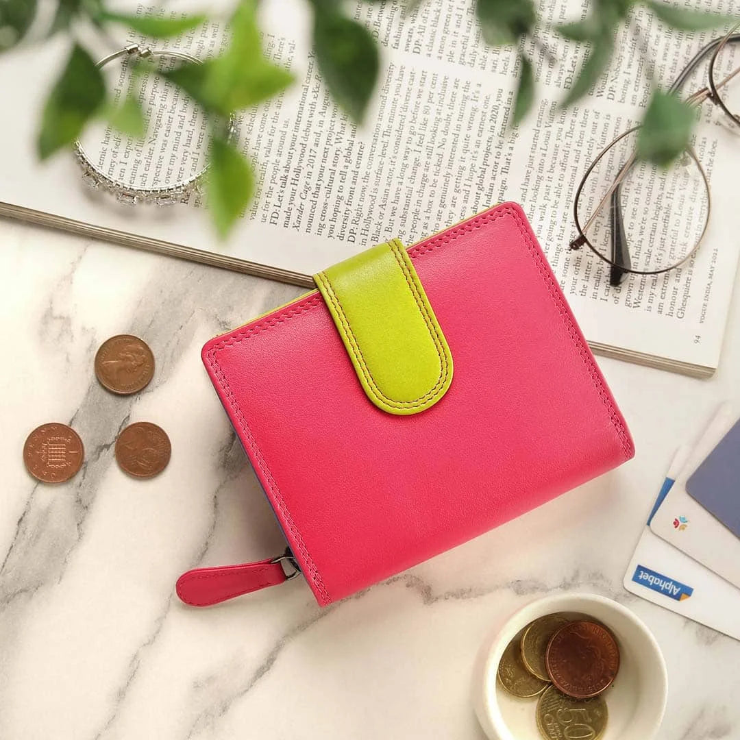 London Multi Colour Tab Purse 6084 Pink 01