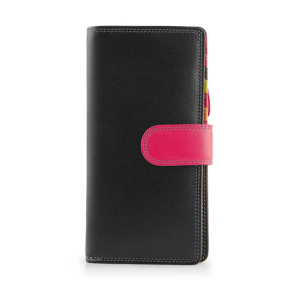 Long Leather Bifold Purse Victoria London Black-1