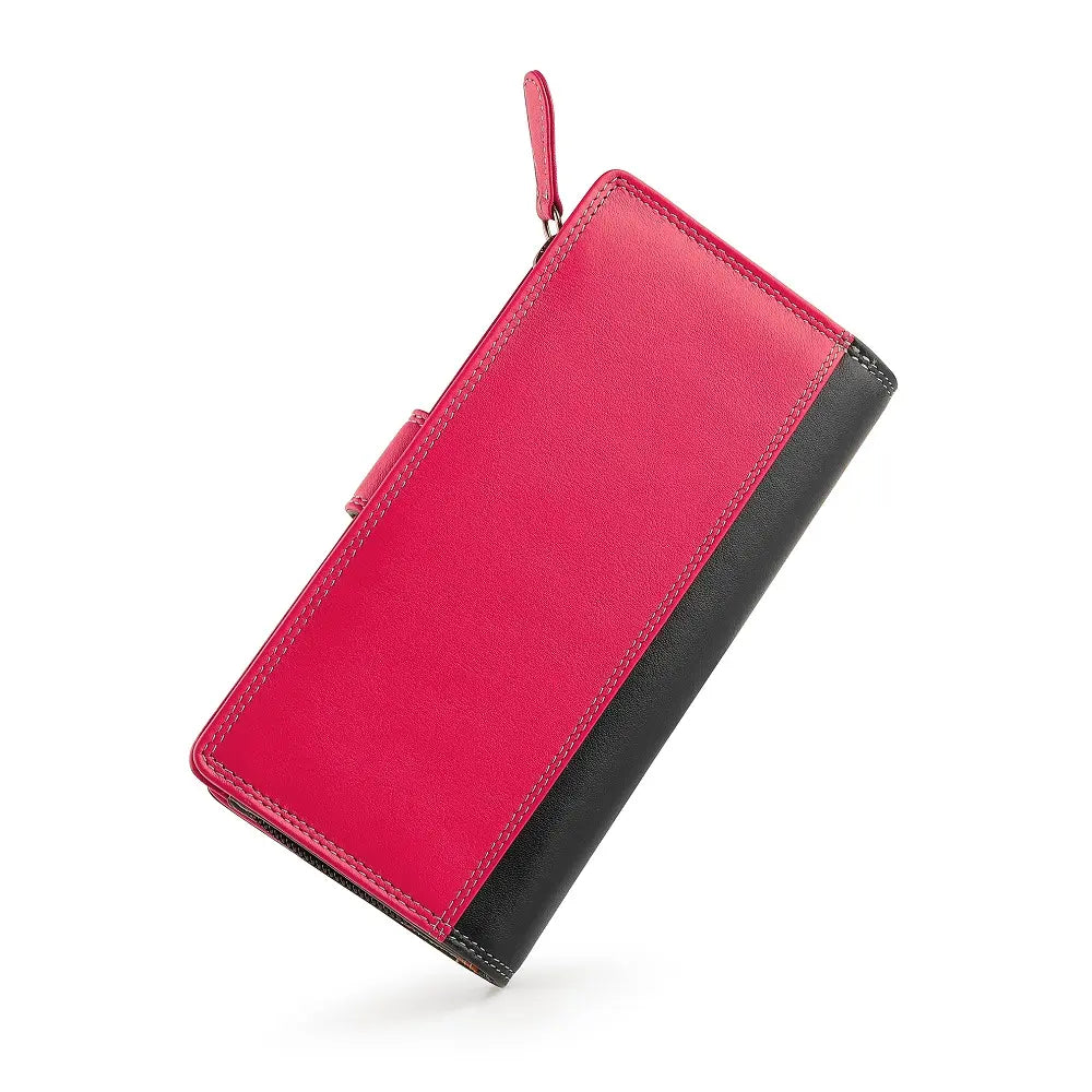 Long Leather Bifold Purse Victoria London Black-2