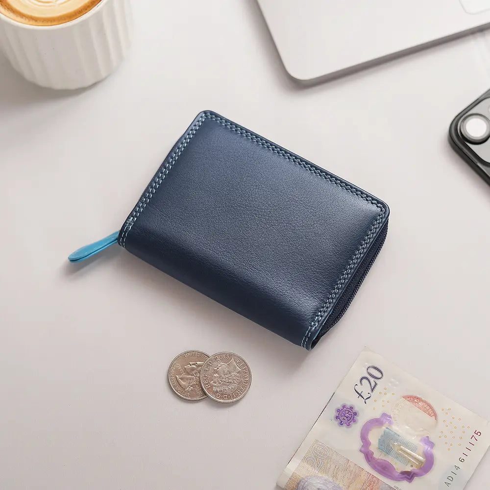 Small Bifold Leather Purse, RFID secure leather purse