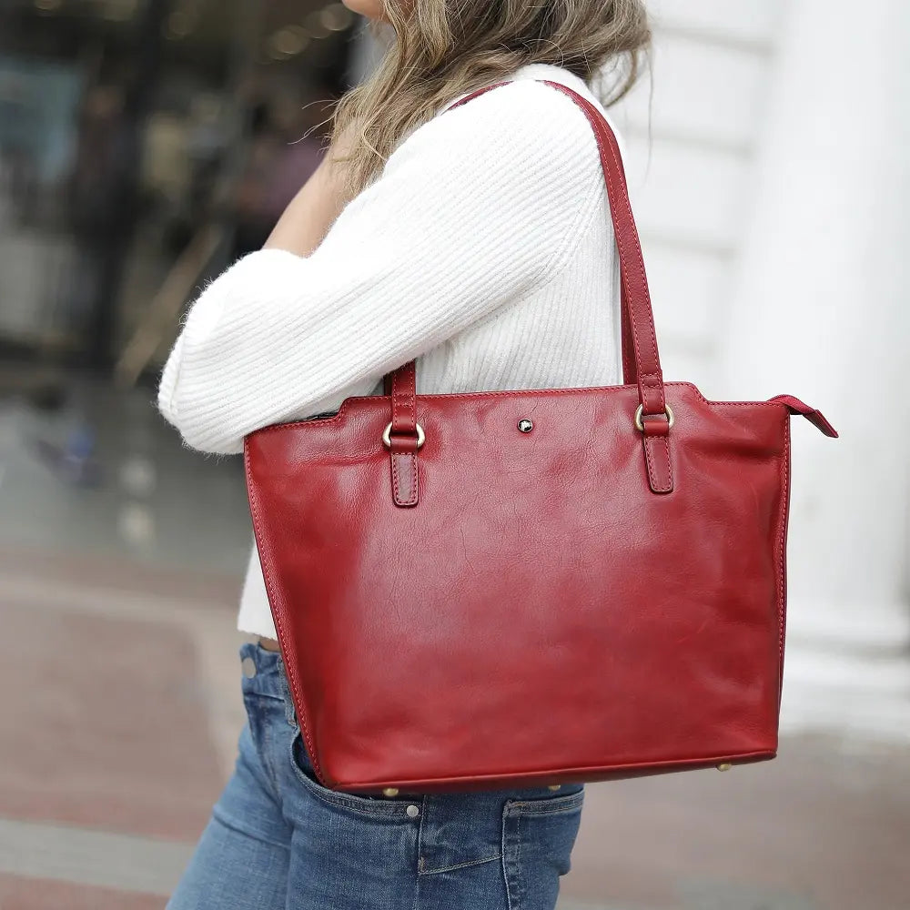 Leather Tote Bag Juliette Tuscan Bordeaux-8