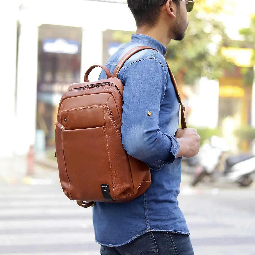 Leather Backpack Morgan Tuscan Light Brown-6