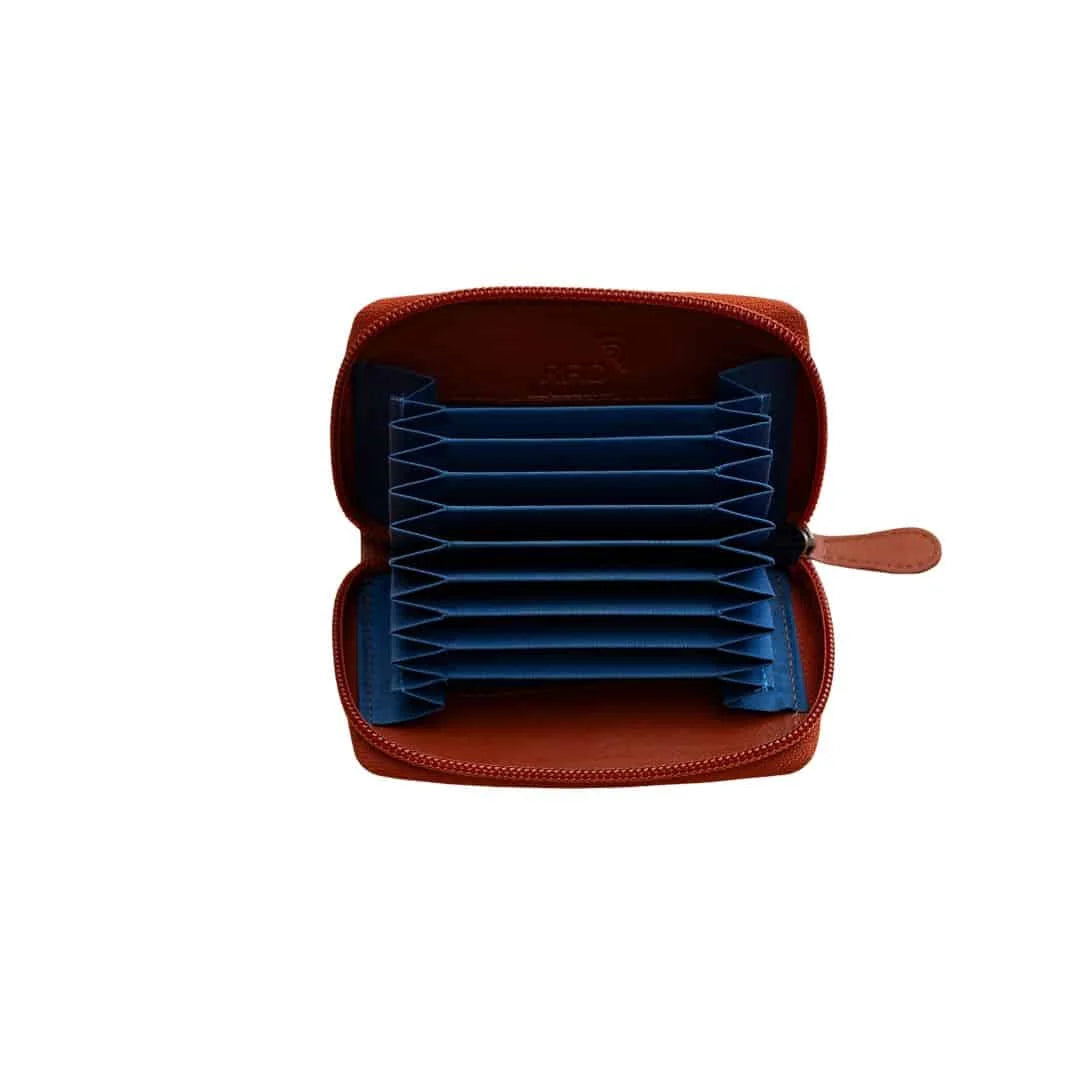 Tan RFID Concertina Leather Credit Card Wallet 780 (2)