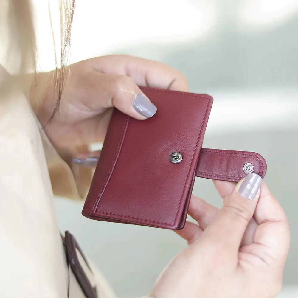 RFID Leather Credit Card Holder R602BURG 6