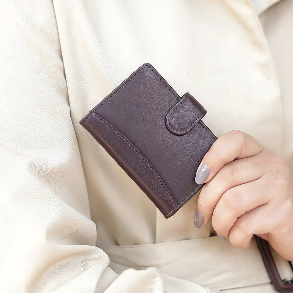 RFID Leather Credit Card Holder R602DRKBURG 6