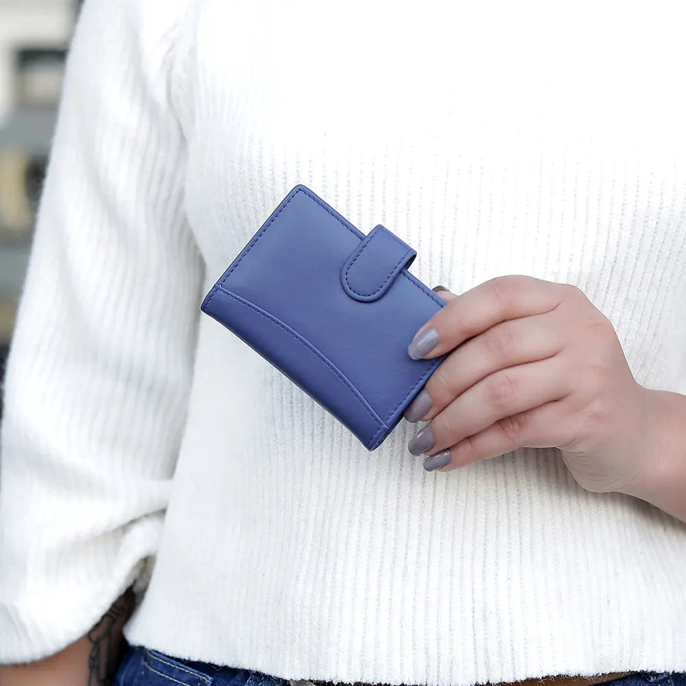 RFID Leather Credit Card Holder R602INDIGOBLU 6