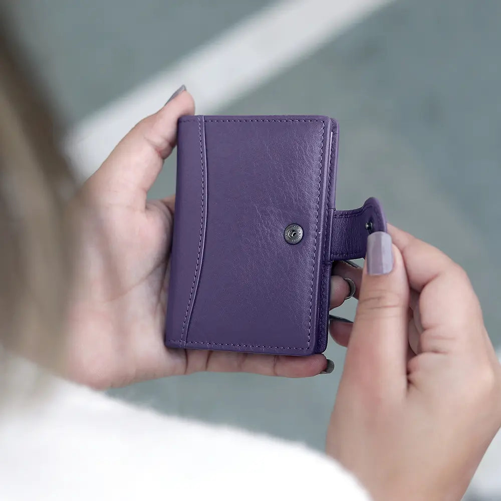 RFID Leather Credit Card Holder R602PUR 6