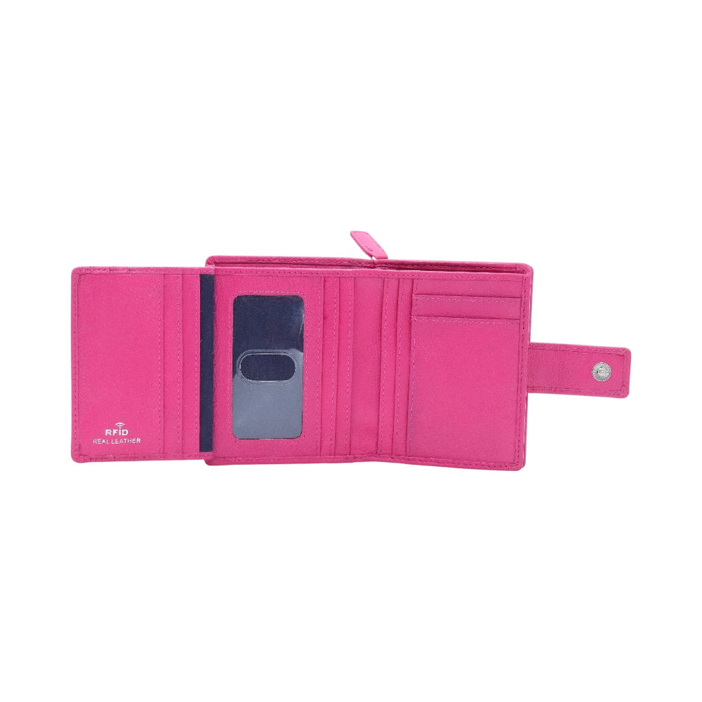 Berry Purse with card slots and a strap on a white background
