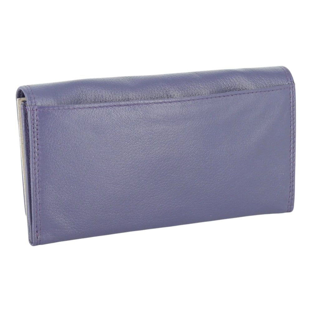 Back view of Purple Bifold purse on a white background