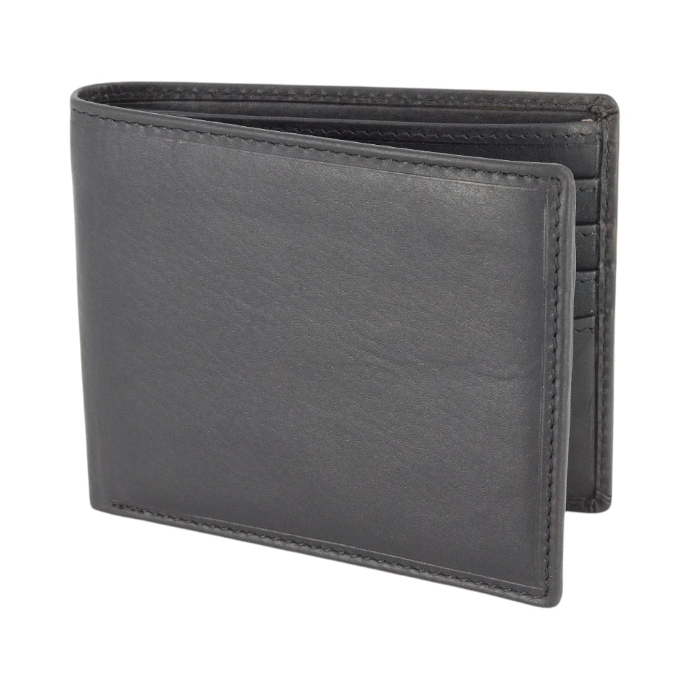 Black leather wallet on a white background