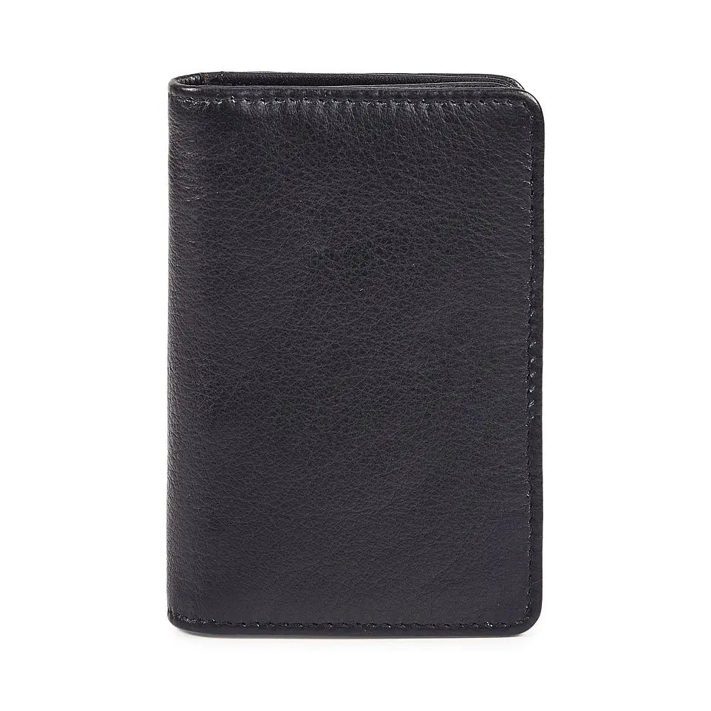 Miami black leather card holder crafted from real leather with RFID 
protection and fold-over design. 