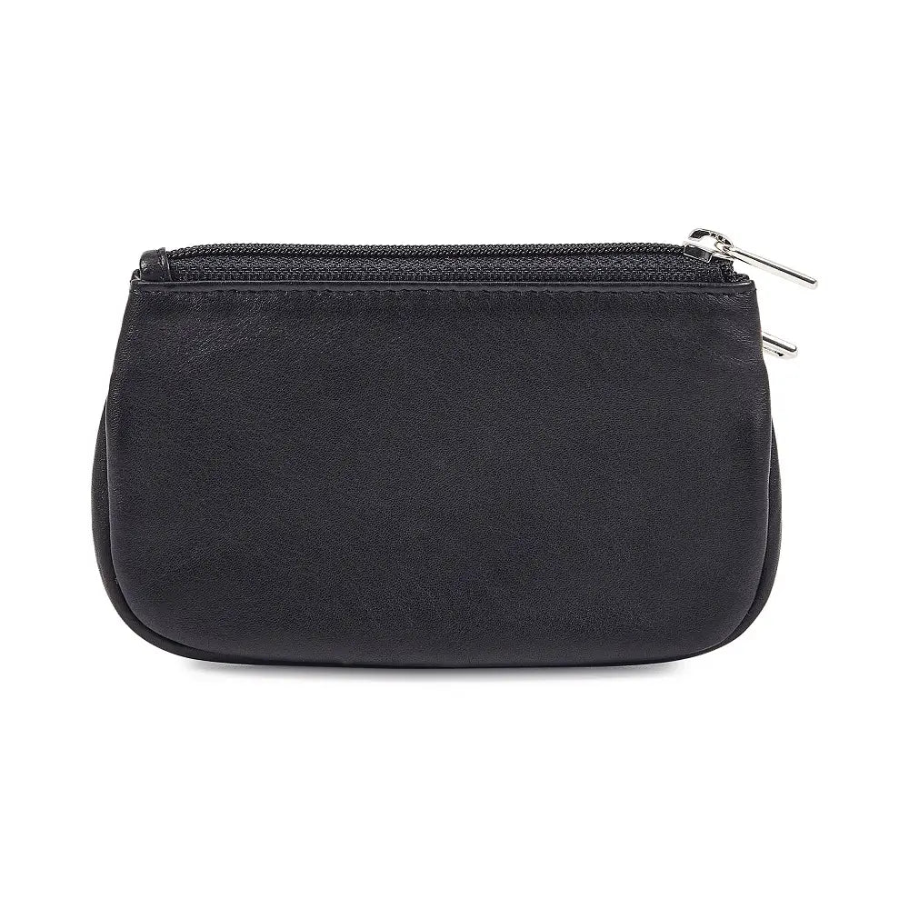 Ladies leather double zip coin purse