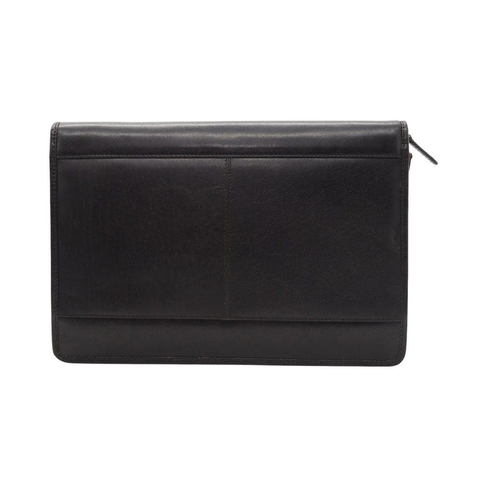 Back view of Black Luxury Leather Portfolio for Business Professionals  on a white background