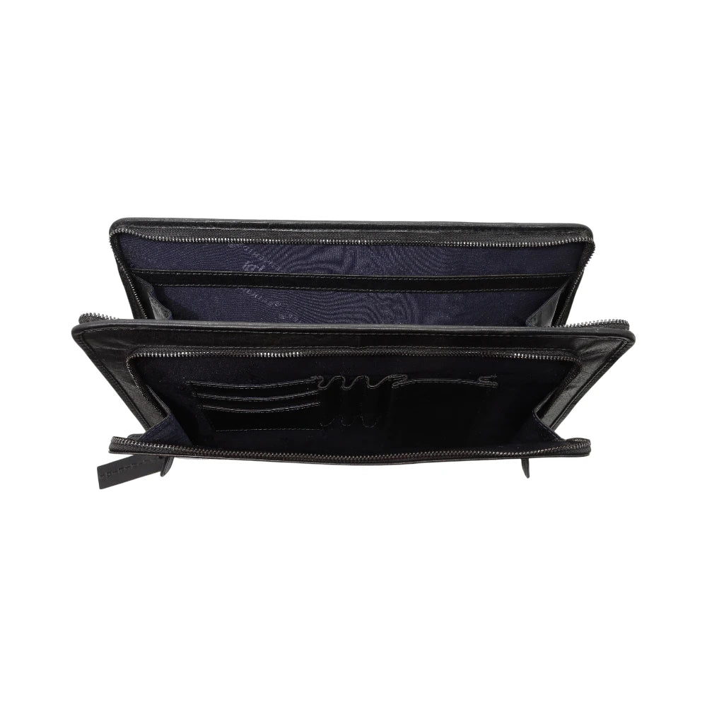 Black Premium Leather Business Organizer for Executives  with zipper on a white background