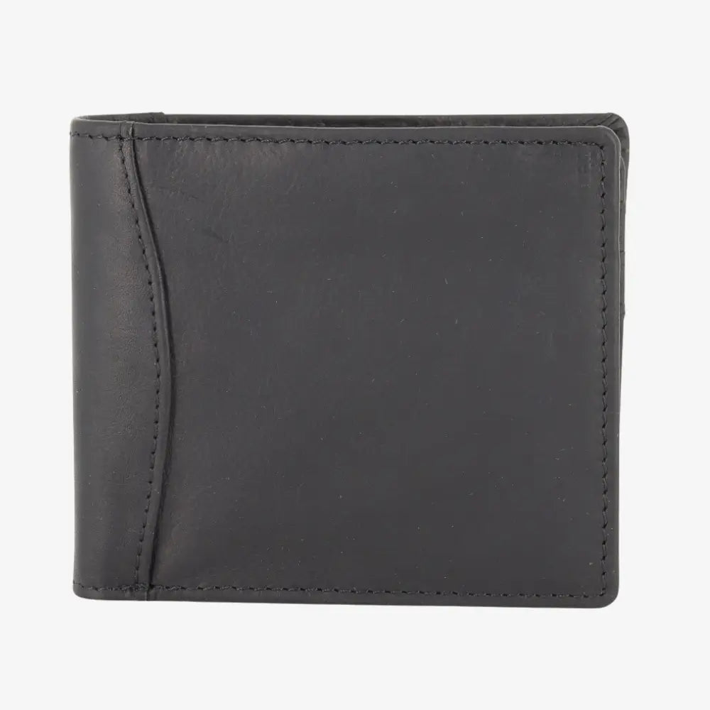 Black leather wallet on a white background