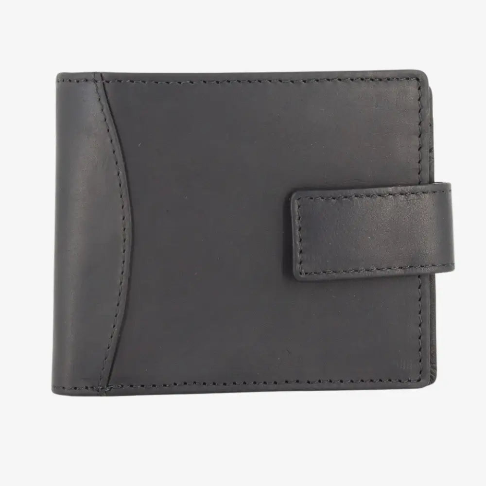 Black leather wallet on a white background