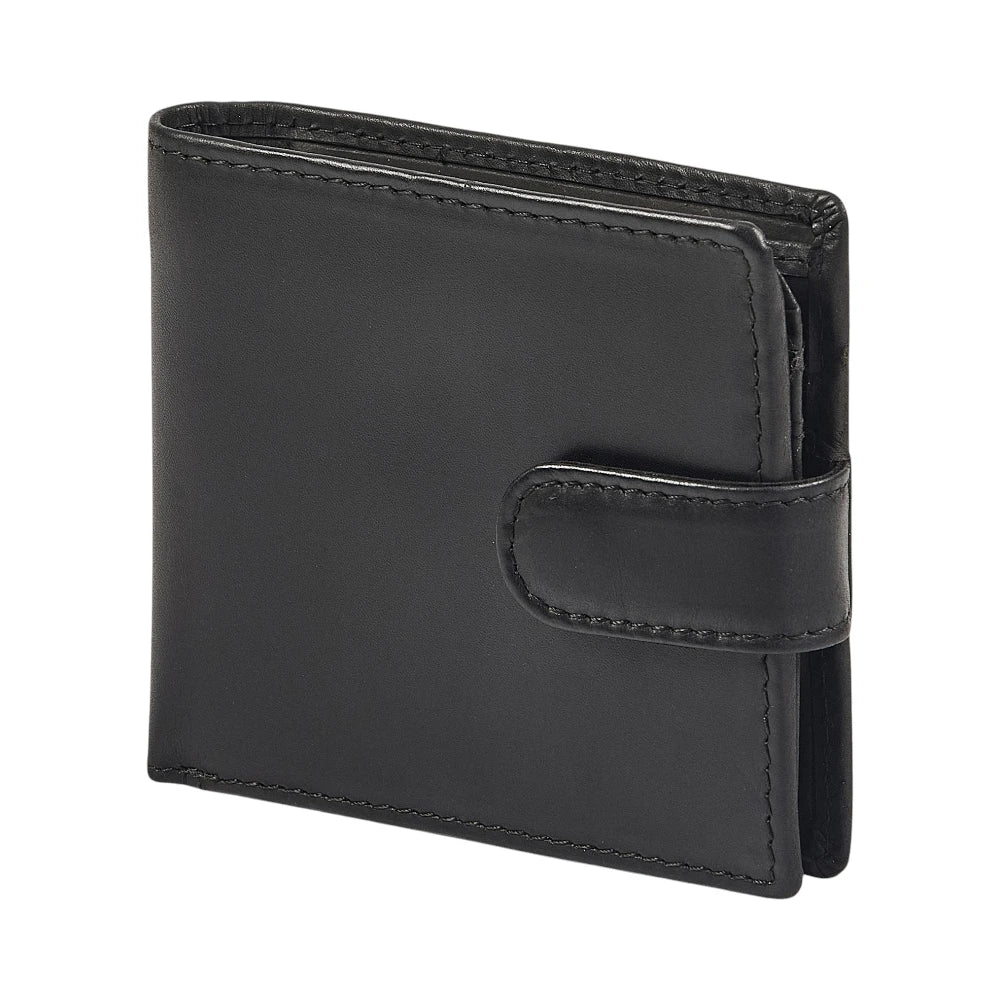 Classic flap over wallet for men black leather 