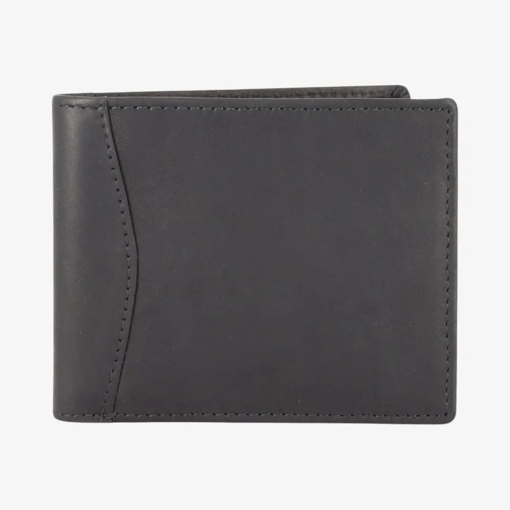 Black leather wallet on a white background