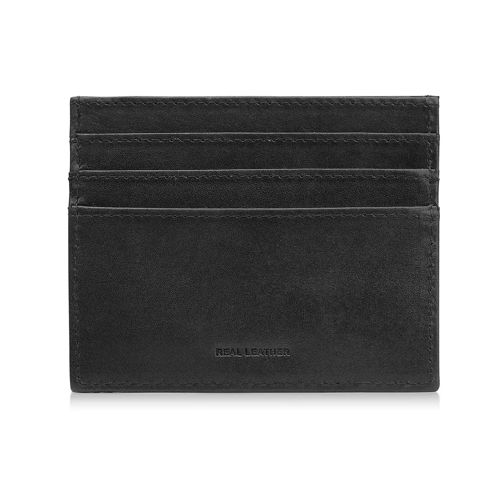 Black leather cardholder on a white background