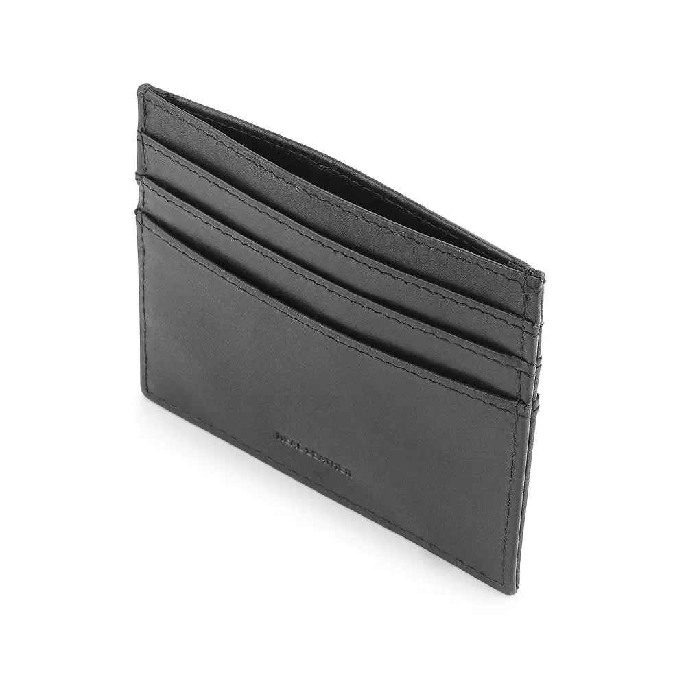 Black leather card holder on a white background