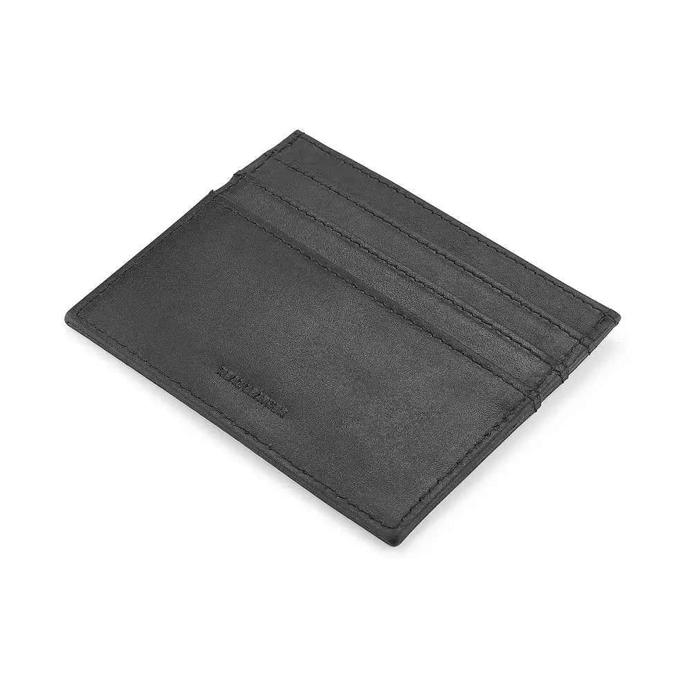 Black leather cardholder on a white background