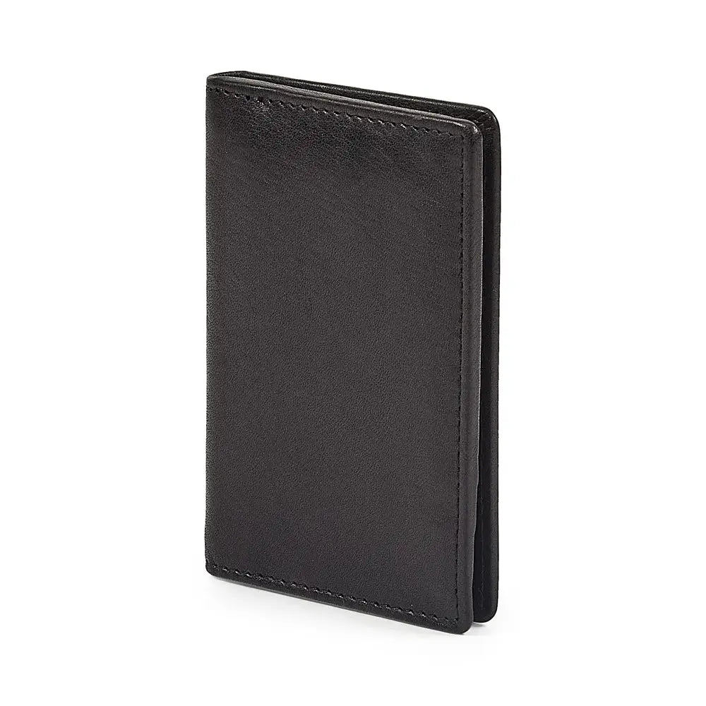 Black leather card holder on a white background