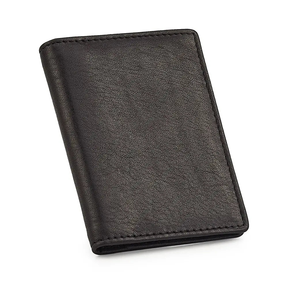 Black leather card holder on a white background