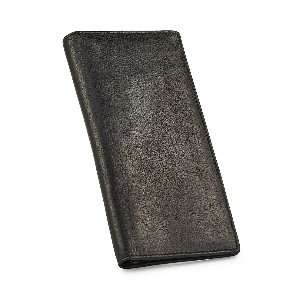 Black leather wallet on a white background