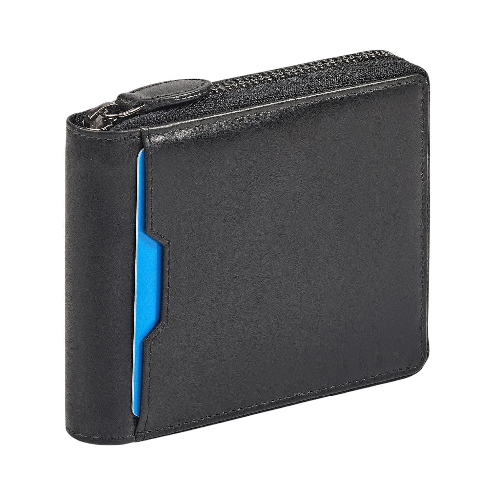 Black leather wallet on a white background