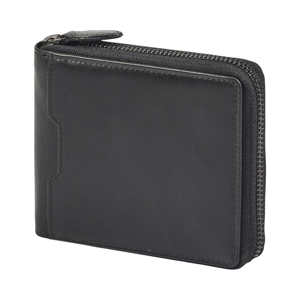 Side view of Black leather wallet  on a white background
