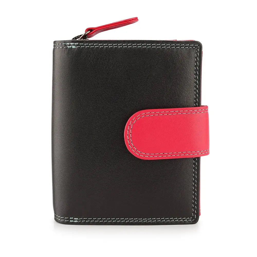 Black wallet with a red accent on a white background