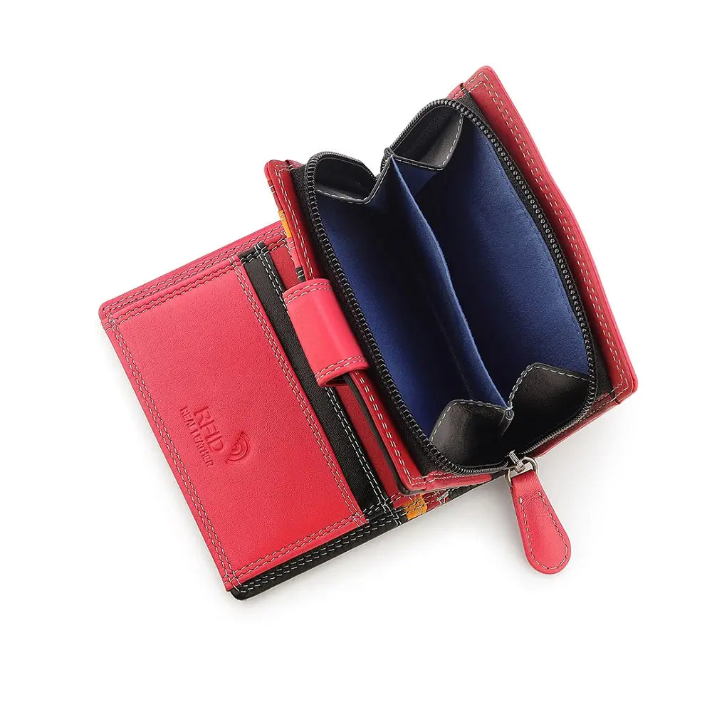 Black wallet with a blue interior on a white background