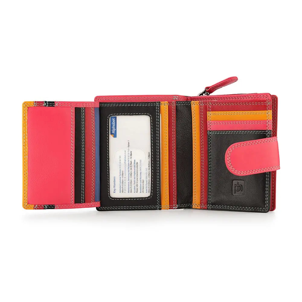 Black wallet with card holder on a white background