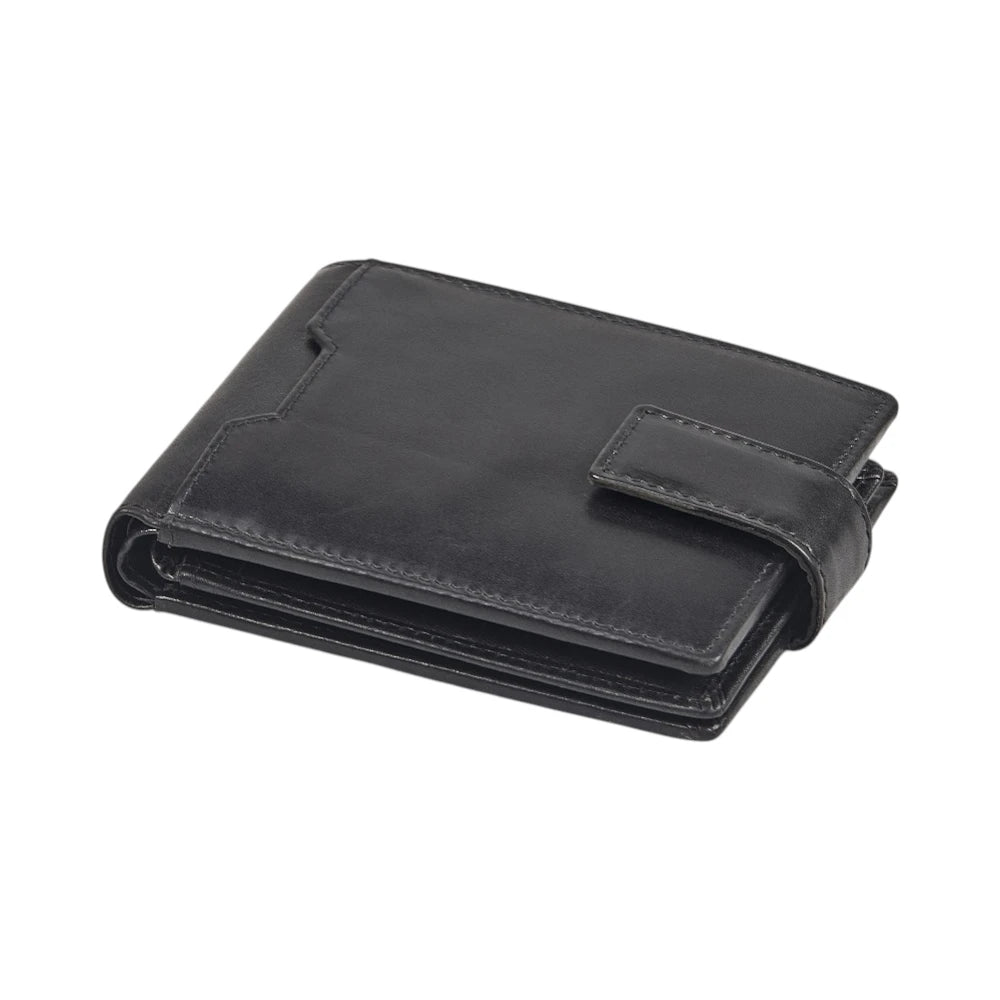 Top view of Black wallet  on a white background