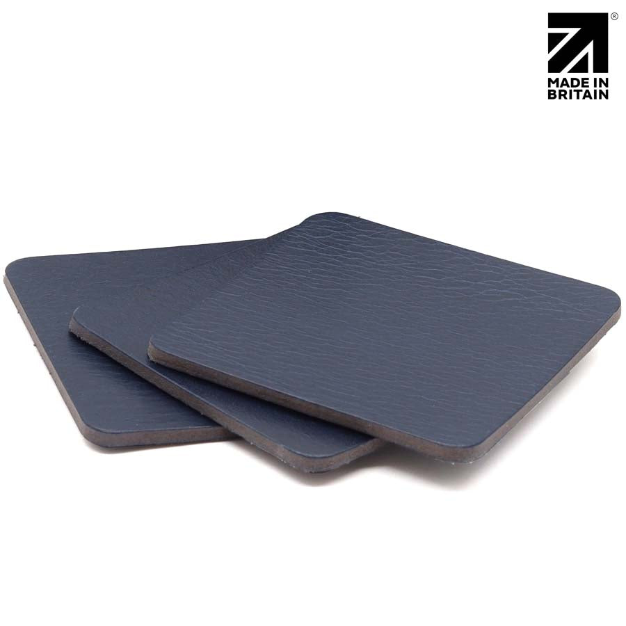 Full Grain Leather Coaster Set - Premium Square Leather Coasters - MIB4830S