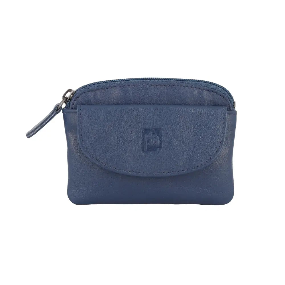Blue pouch with a zipper on a white background