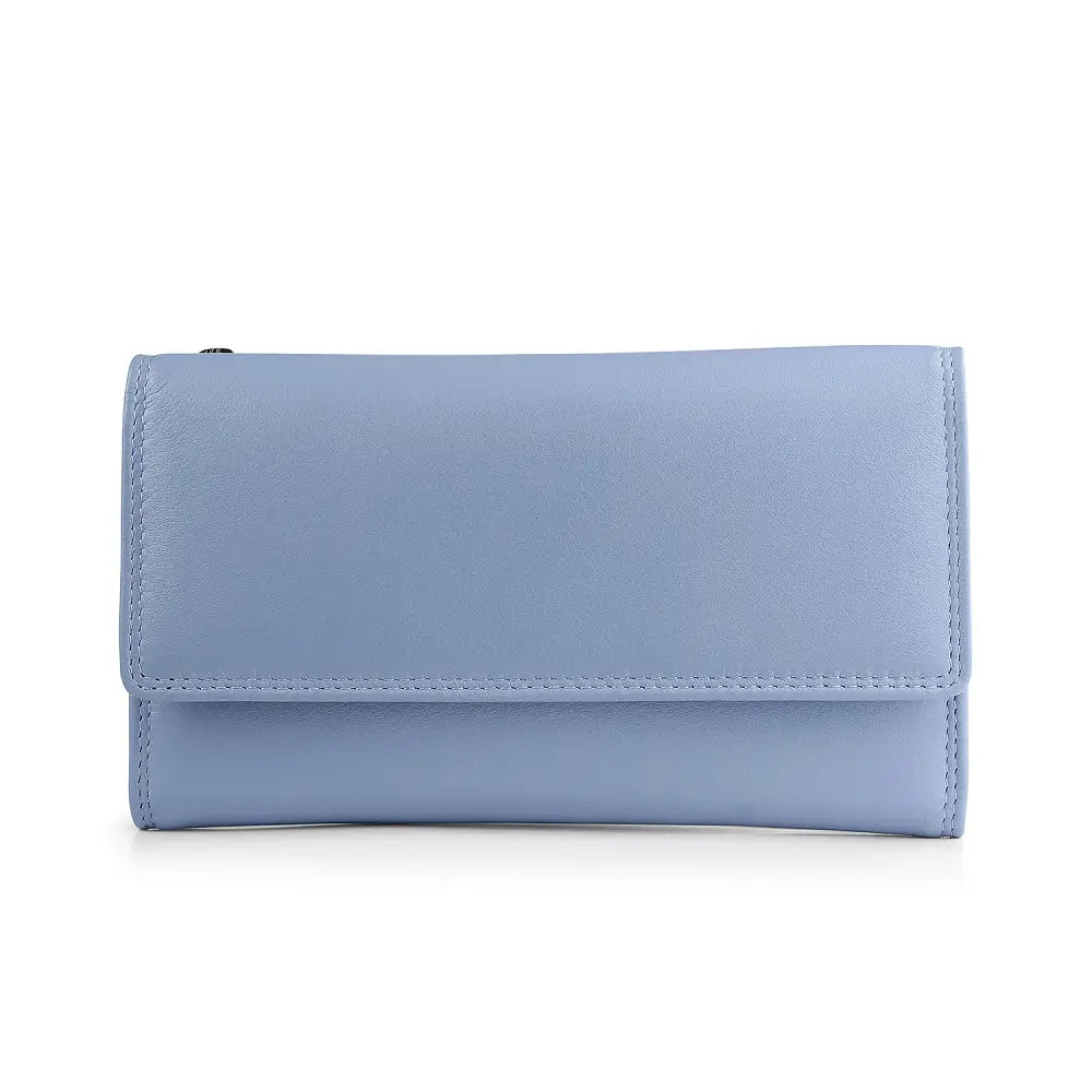 Front view of Blue wallet on a white background