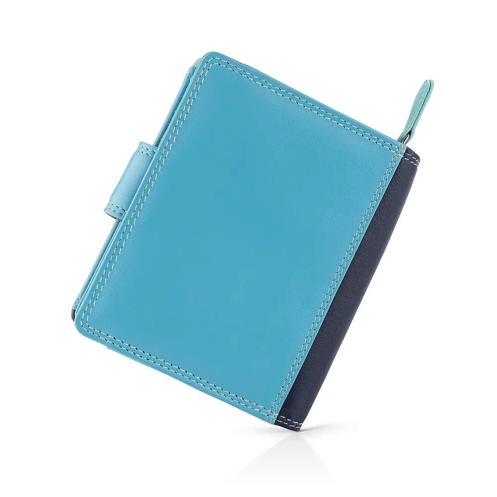 Blue leather wallet on a white background