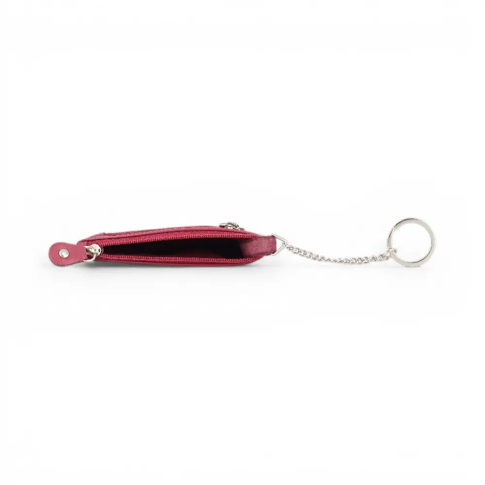 Bordeaux keychain open view  on a white background