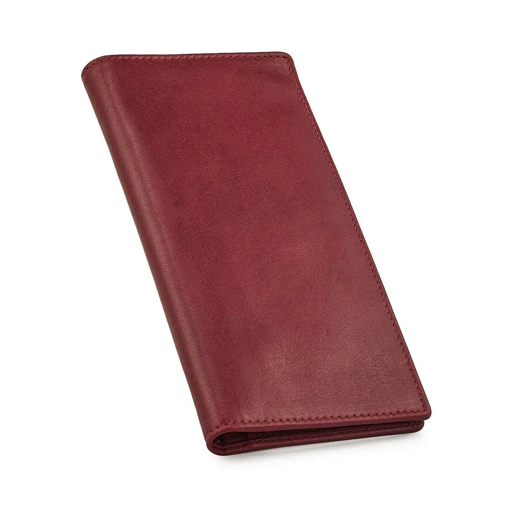 Bordeaux leather wallet on a white background